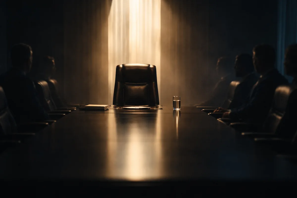 Abstract fine art of converging gold lines on dark navy canvas, representing the financial inflection point where growing companies need CFO leadership